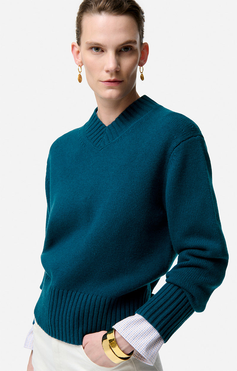 FAZIO PEACOCK BLUE SWEATER