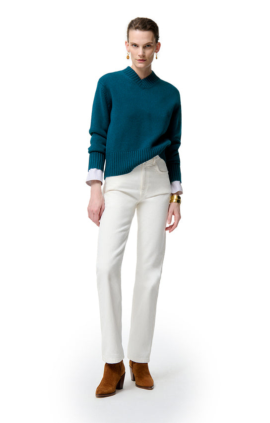 FAZIO PEACOCK BLUE SWEATER