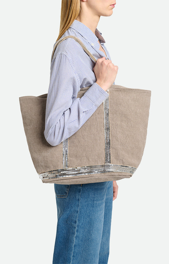 LINEN L LIMESTONE CABAS TOTE