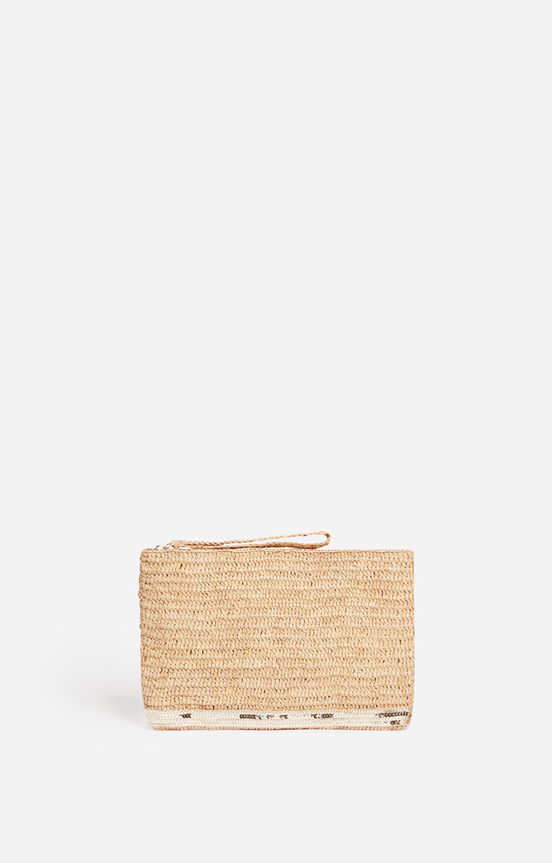 RAFFIA GOLD POUCH