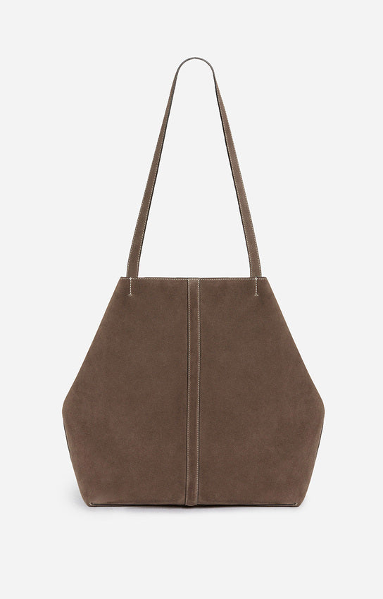 LARGE CALF LEATHER TAUPE DAILY TOTE