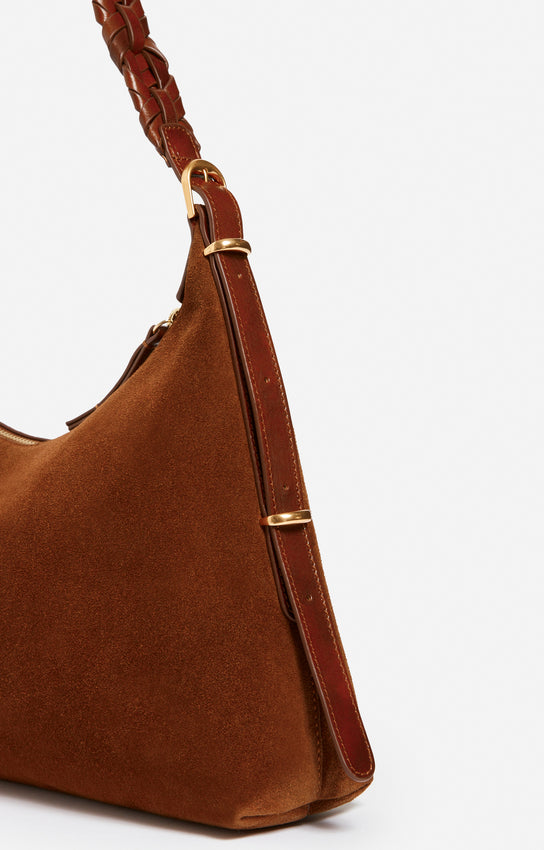 JESS COGNAC SMALL CALF LEATHER HOBO BAG