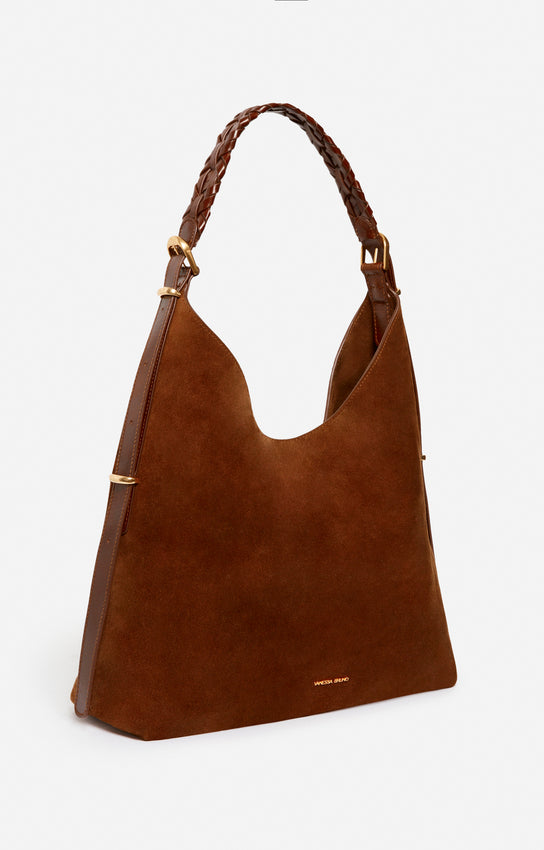 JESS COGNAC LARGE CALF LEATHER HOBO BAG