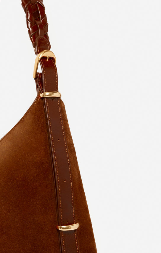 JESS COGNAC LARGE CALF LEATHER HOBO BAG
