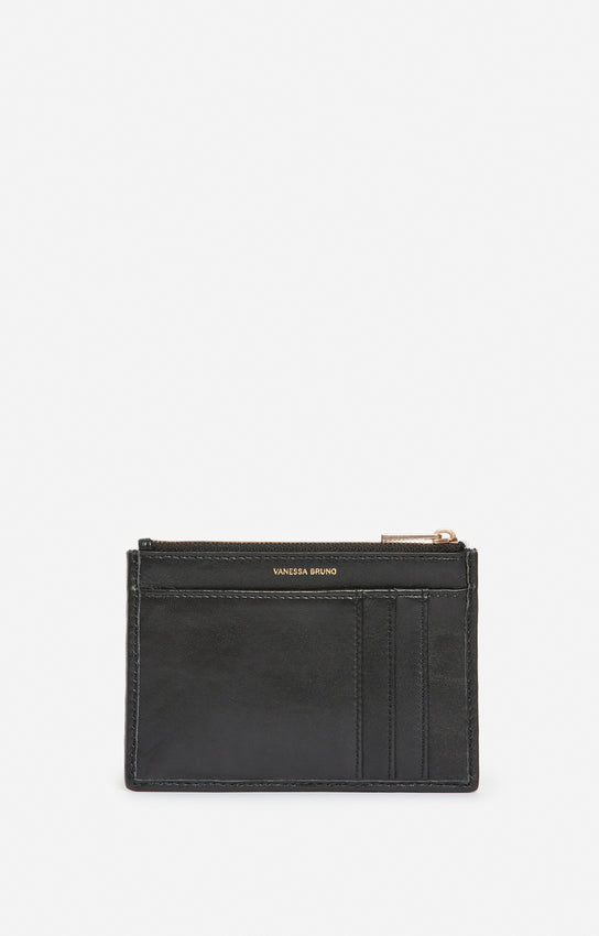 BRAIDED LEATHER BLACK CARD HOLDER