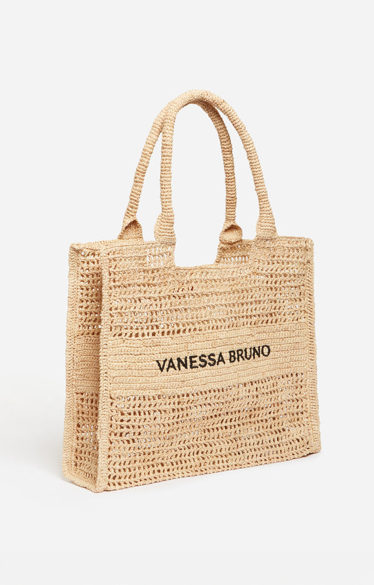 LARGE CROCHETED RAFFIA SAND BASKET