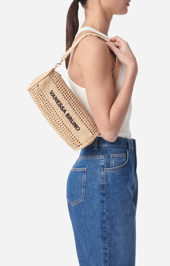 RAFFIA SAND BOWLING BAG