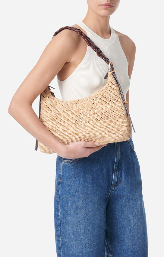 SMALL JESS RAFFIA HOBO BAG