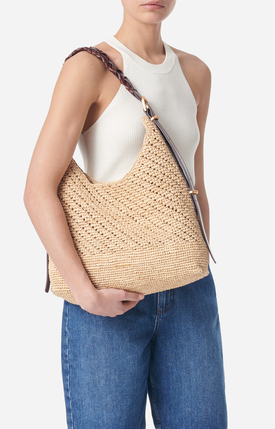LARGE JESS RAFFIA HOBO BAG