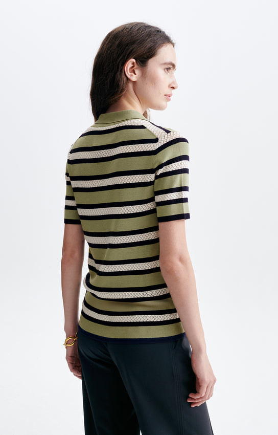 HANDY STRIPED POLO NECK SWEATER