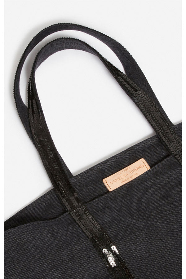 CANVAS M BLACK ZIPPED CABAS TOTE