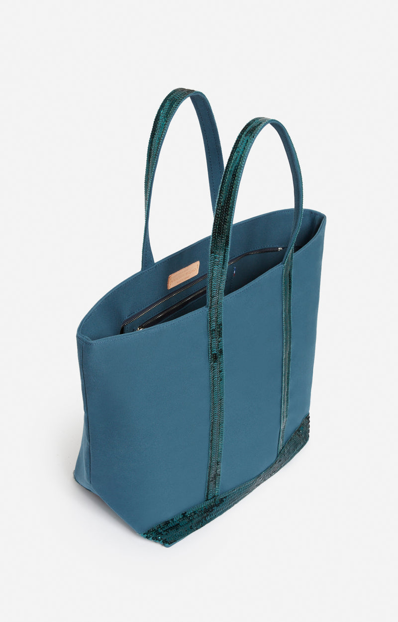 CANVAS L PEACOCK ZIPPED CABAS TOTE
