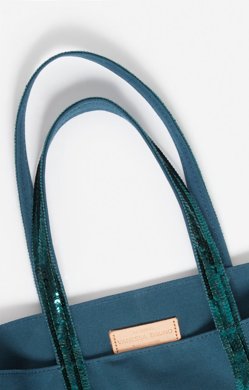 CANVAS L PEACOCK ZIPPED CABAS TOTE