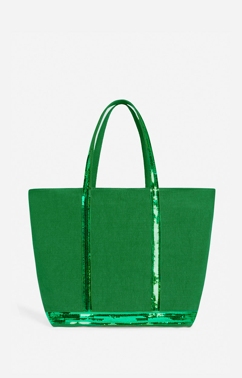 LINEN L GRASS CABAS TOTE
