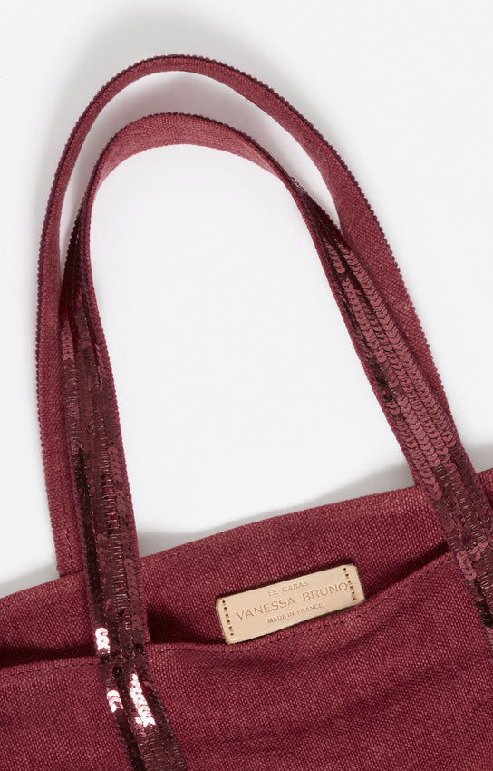 LINEN L RASPBERRY ZIPPED CABAS TOTE