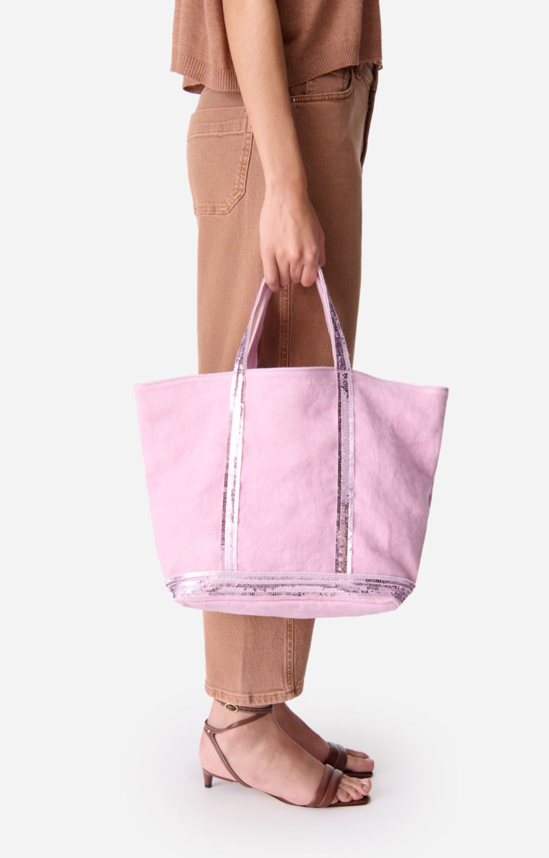 LINEN M PINK CABAS TOTE