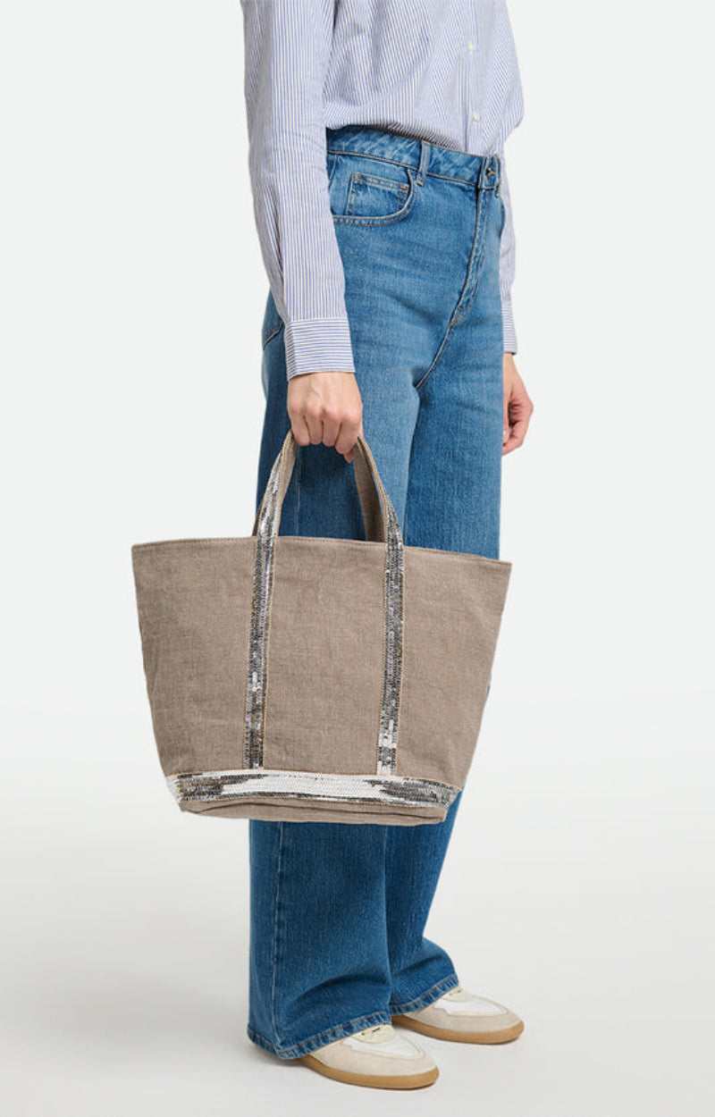 LINEN M LIMESTONE CABAS TOTE