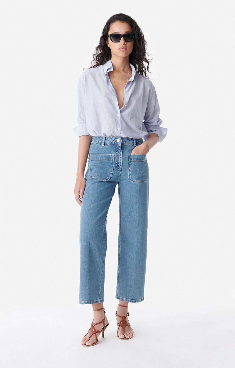 HELIAS LIGHT INDIGO CROPPED JEANS