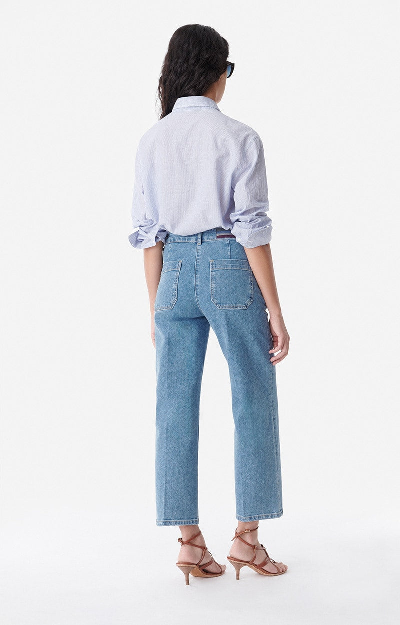 HELIAS LIGHT INDIGO CROPPED JEANS