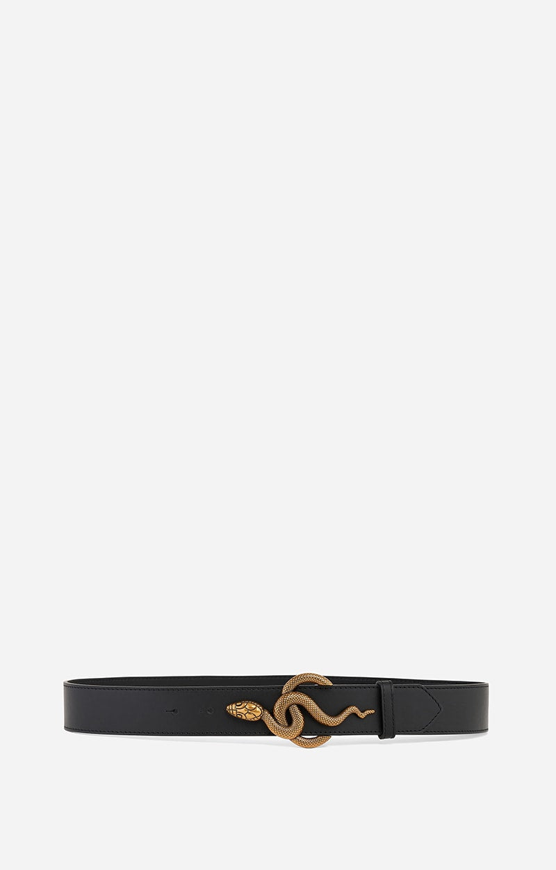 SNAKE PRINT LEATHER BELT