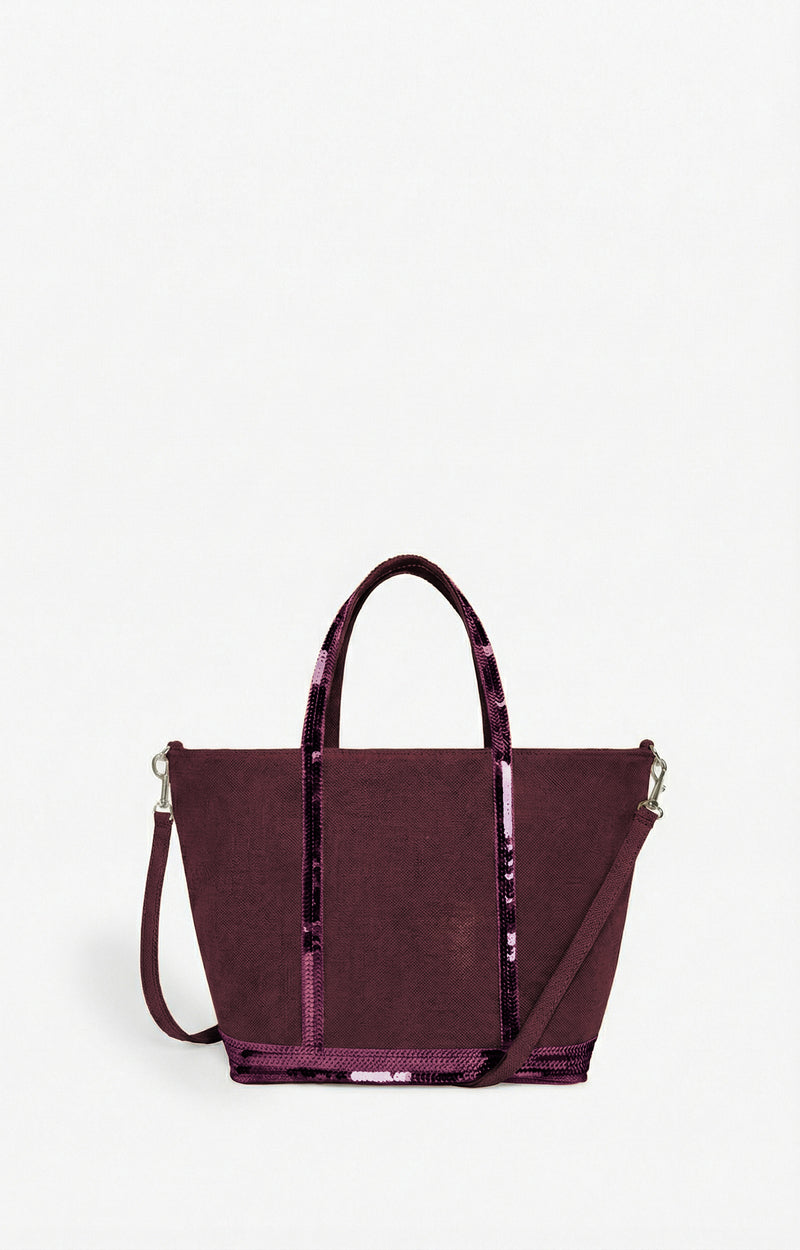 LINEN S AUBERGINE ZIPPED CABAS TOTE