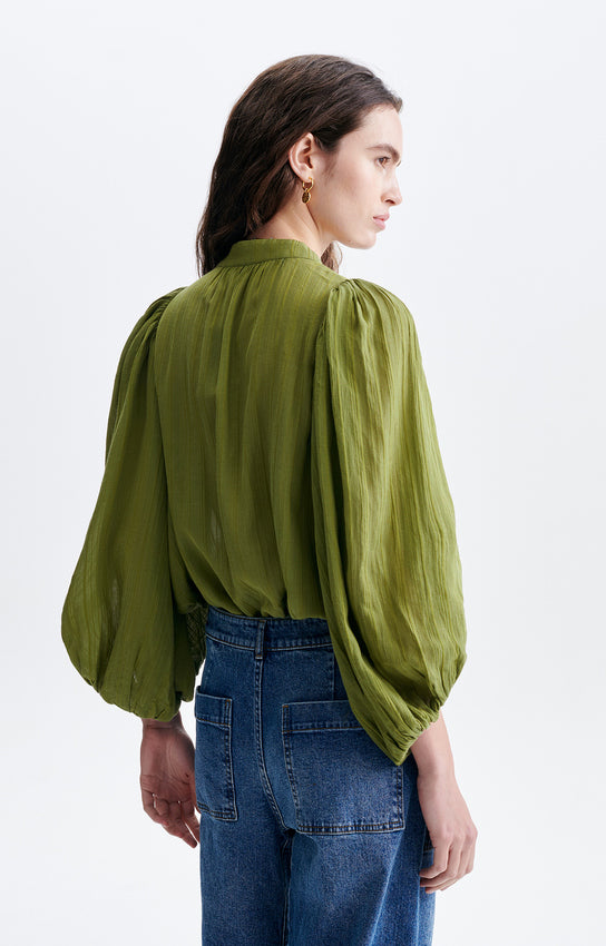 BELL BALLOON-SLEEVE BLOUSE