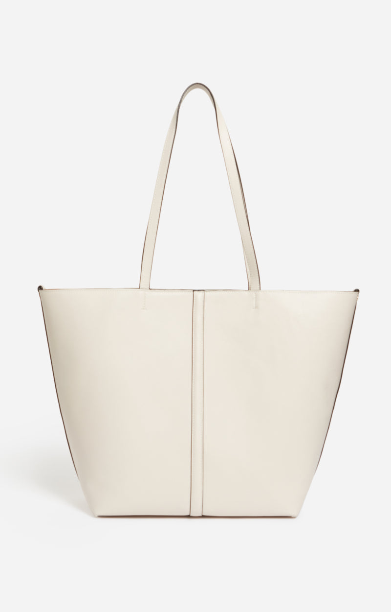 LARGE LEATHER IVORY DAILY TOTE