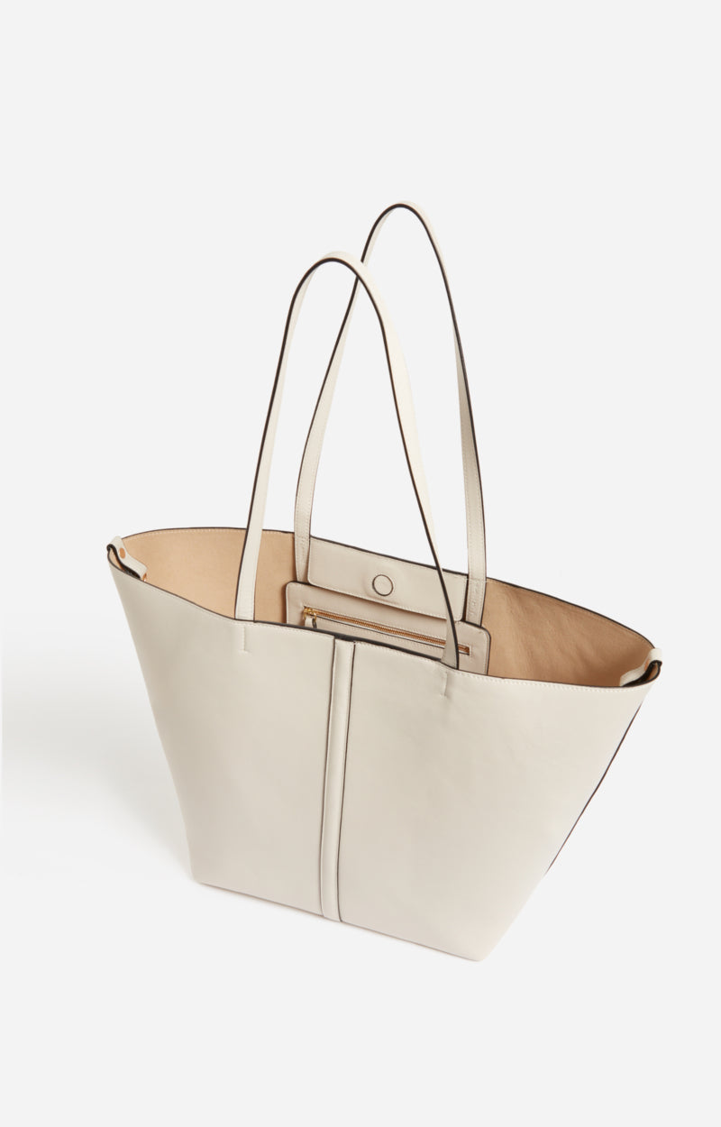 LARGE LEATHER IVORY DAILY TOTE