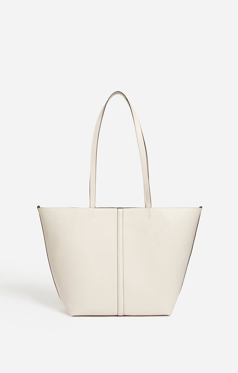 SMALL LEATHER IVORY DAILY TOTE