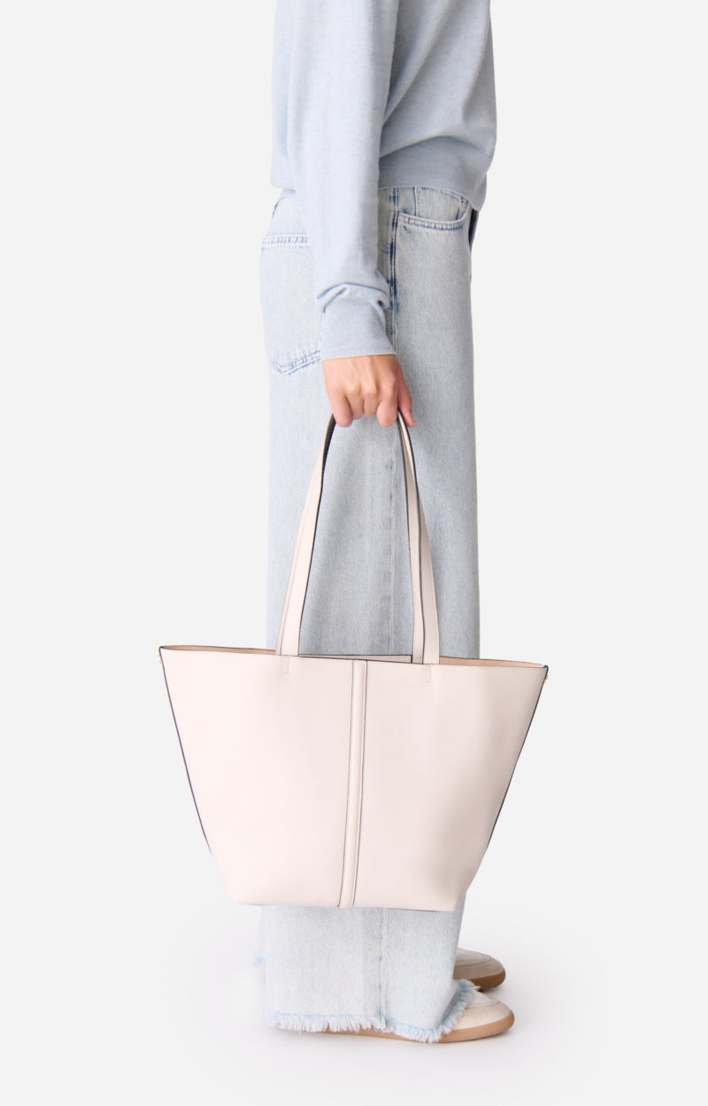 SMALL LEATHER IVORY DAILY TOTE