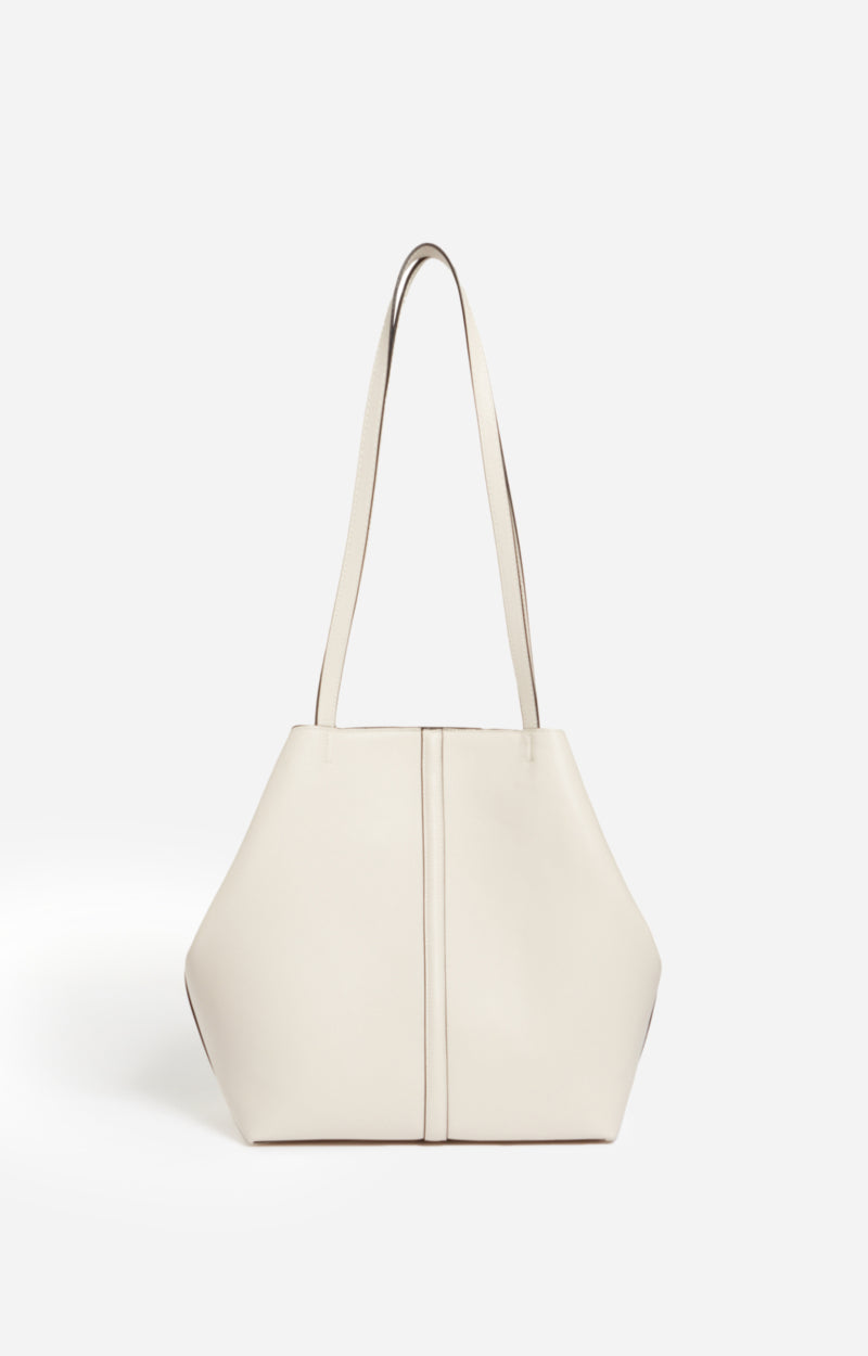 SMALL LEATHER IVORY DAILY TOTE