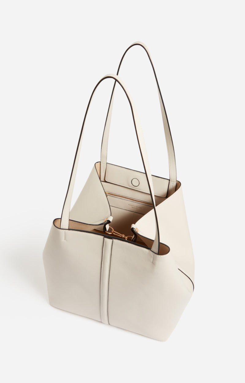 SMALL LEATHER IVORY DAILY TOTE