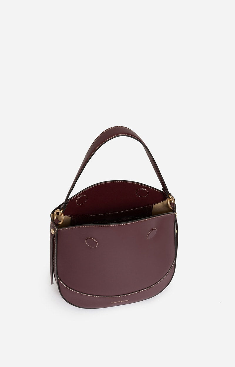MEDIUM LEATHER BURGUNDY DAILY BAG