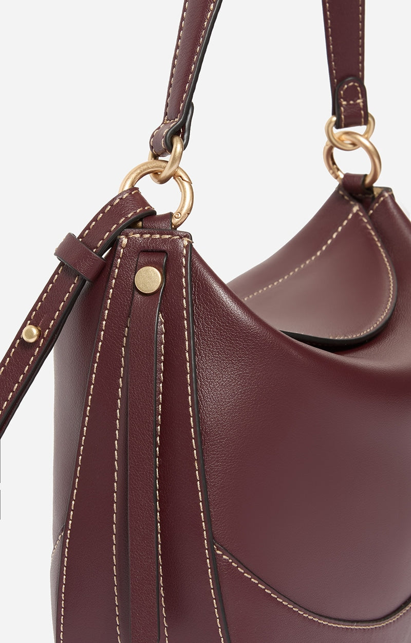 MEDIUM LEATHER BURGUNDY DAILY BAG