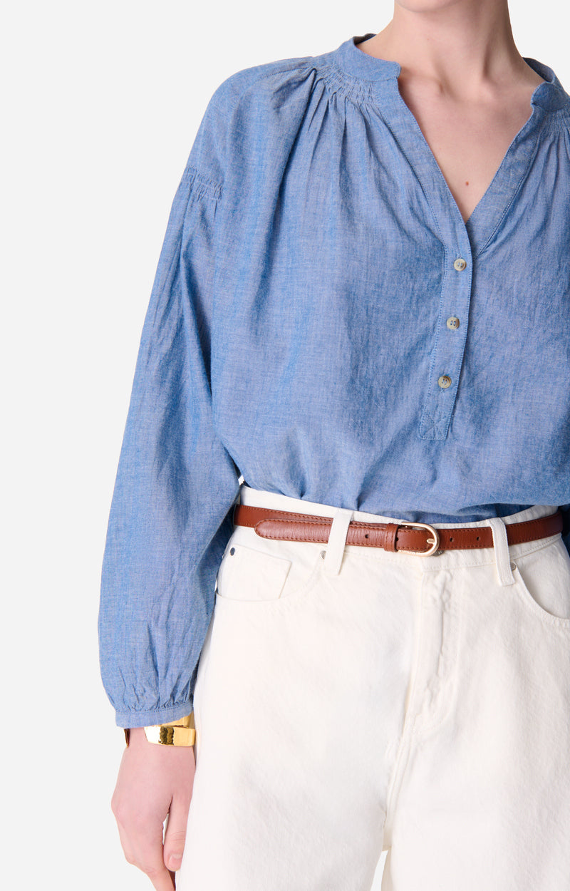 NIPOA CHAMBRAY BLOUSE