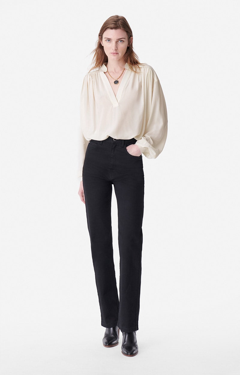 CALVIN ECRU SILK BLOUSE
