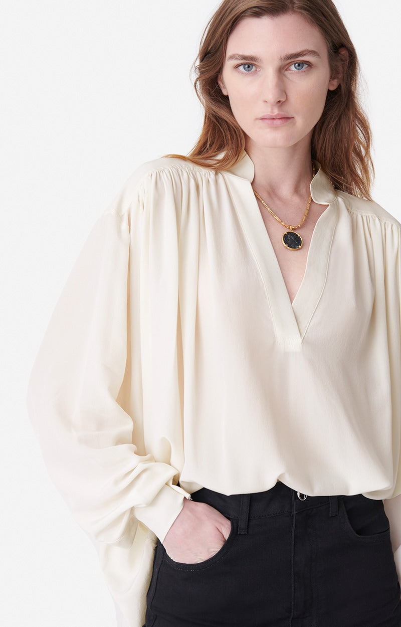 CALVIN ECRU SILK BLOUSE