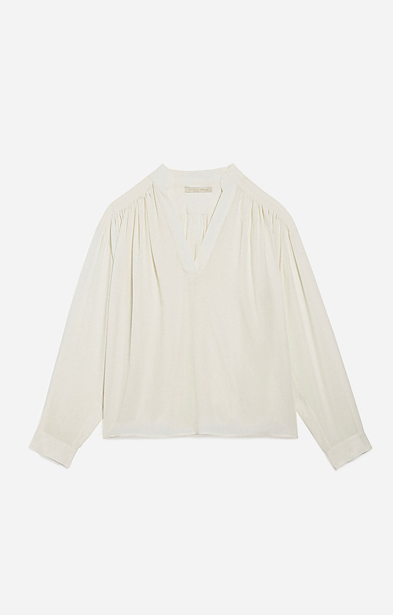 CALVIN ECRU SILK BLOUSE