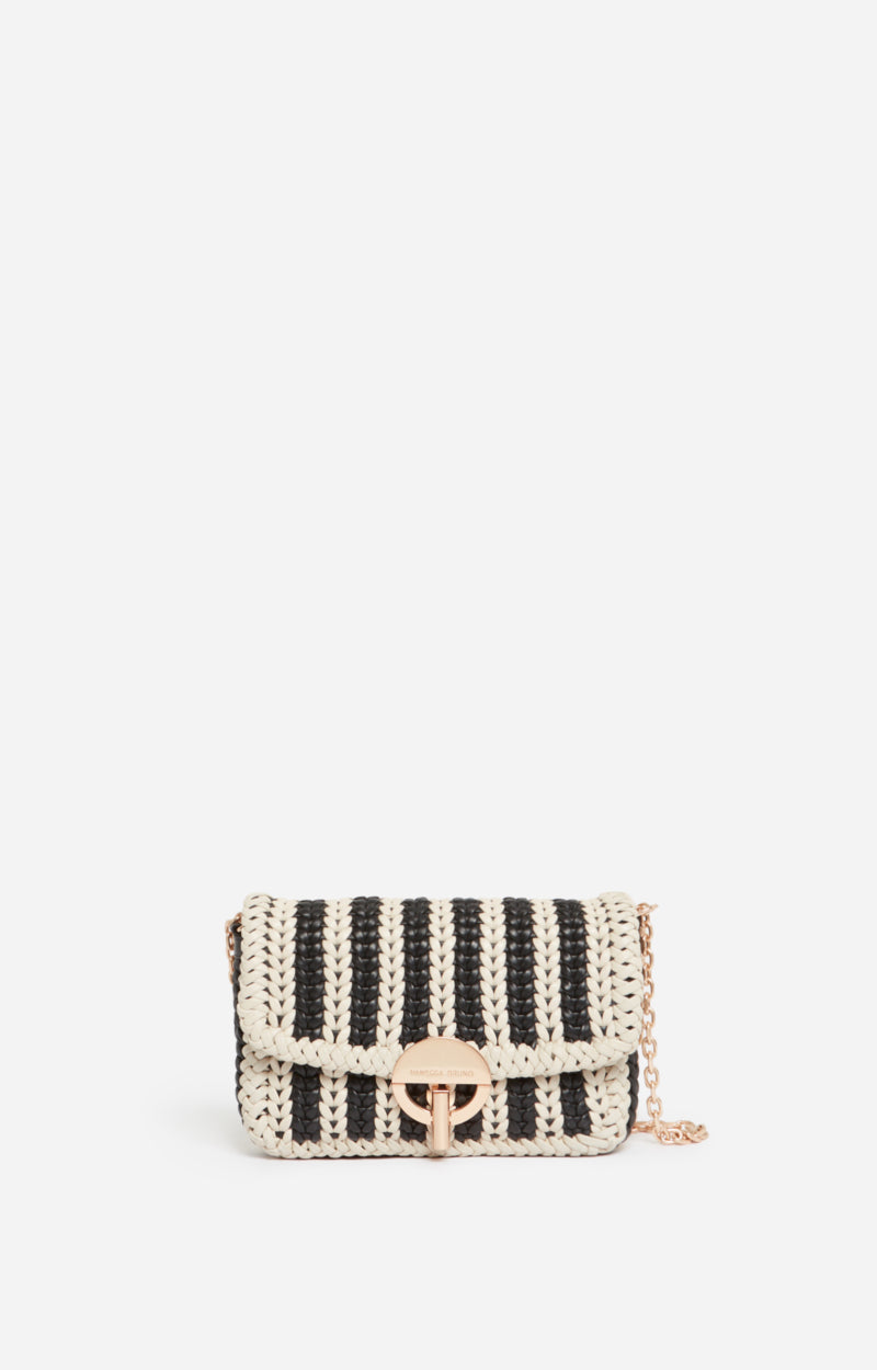 SMALL WOVEN LEATHER BLACK MOON BAG