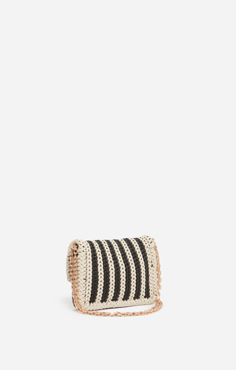 SMALL WOVEN LEATHER BLACK MOON BAG