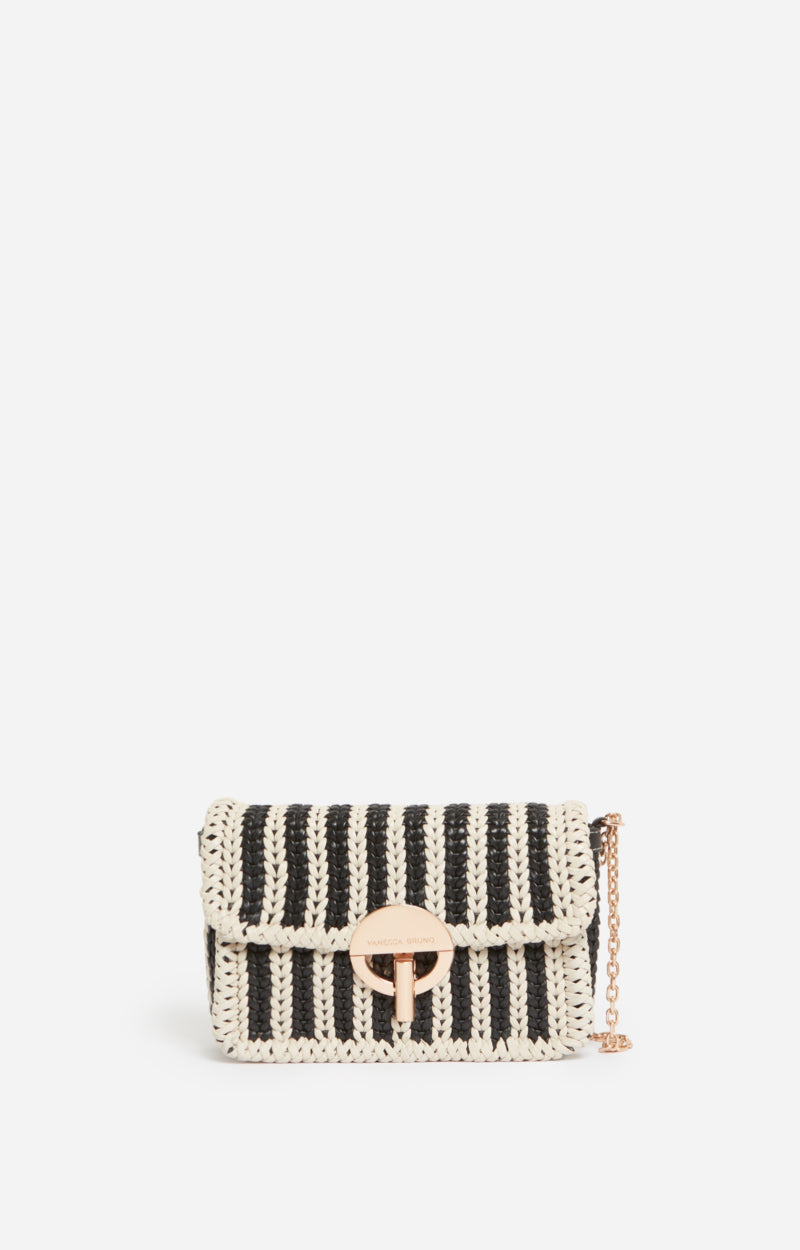 MEDIUM WOVEN LEATHER BLACK MOON BAG