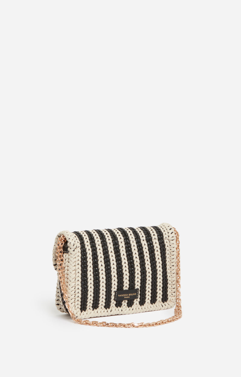 MEDIUM WOVEN LEATHER BLACK MOON BAG