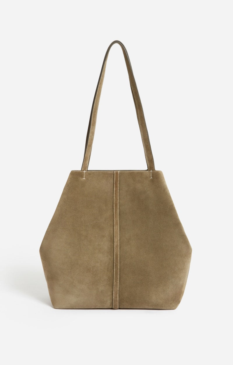 LARGE CALF LEATHER TAUPE DAILY TOTE