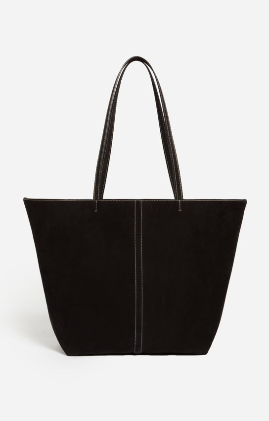 LARGE CALF LEATHER BLACK DAILY TOTE