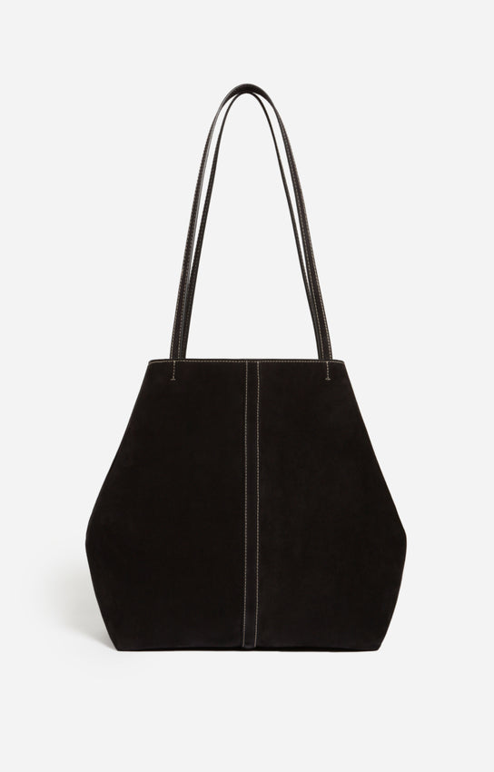 LARGE CALF LEATHER BLACK DAILY TOTE