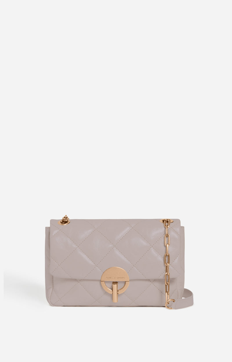 LARGE LEATHER CEMENT MOON BAG