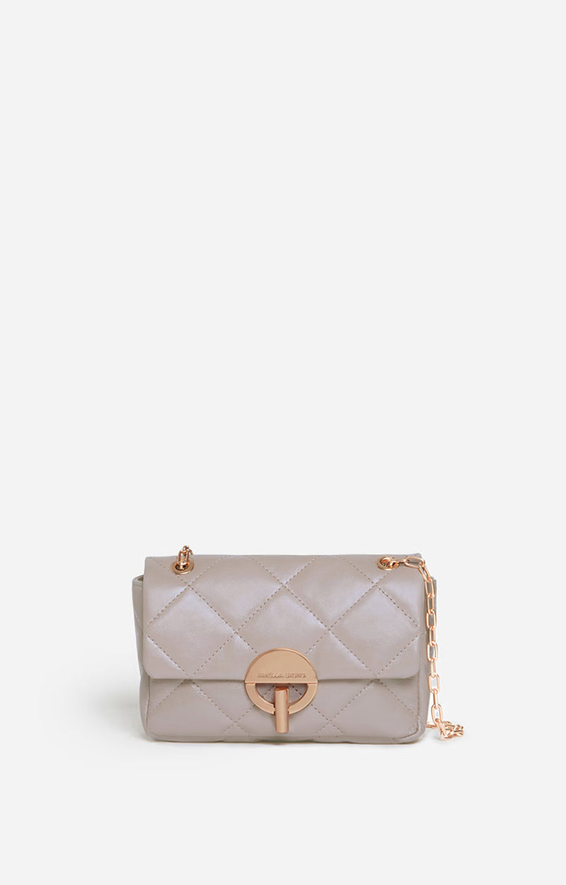 MEDIUM LEATHER CEMENT MOON BAG