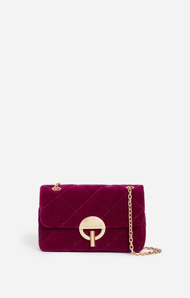 MEDIUM VELVET BERRY MOON BAG