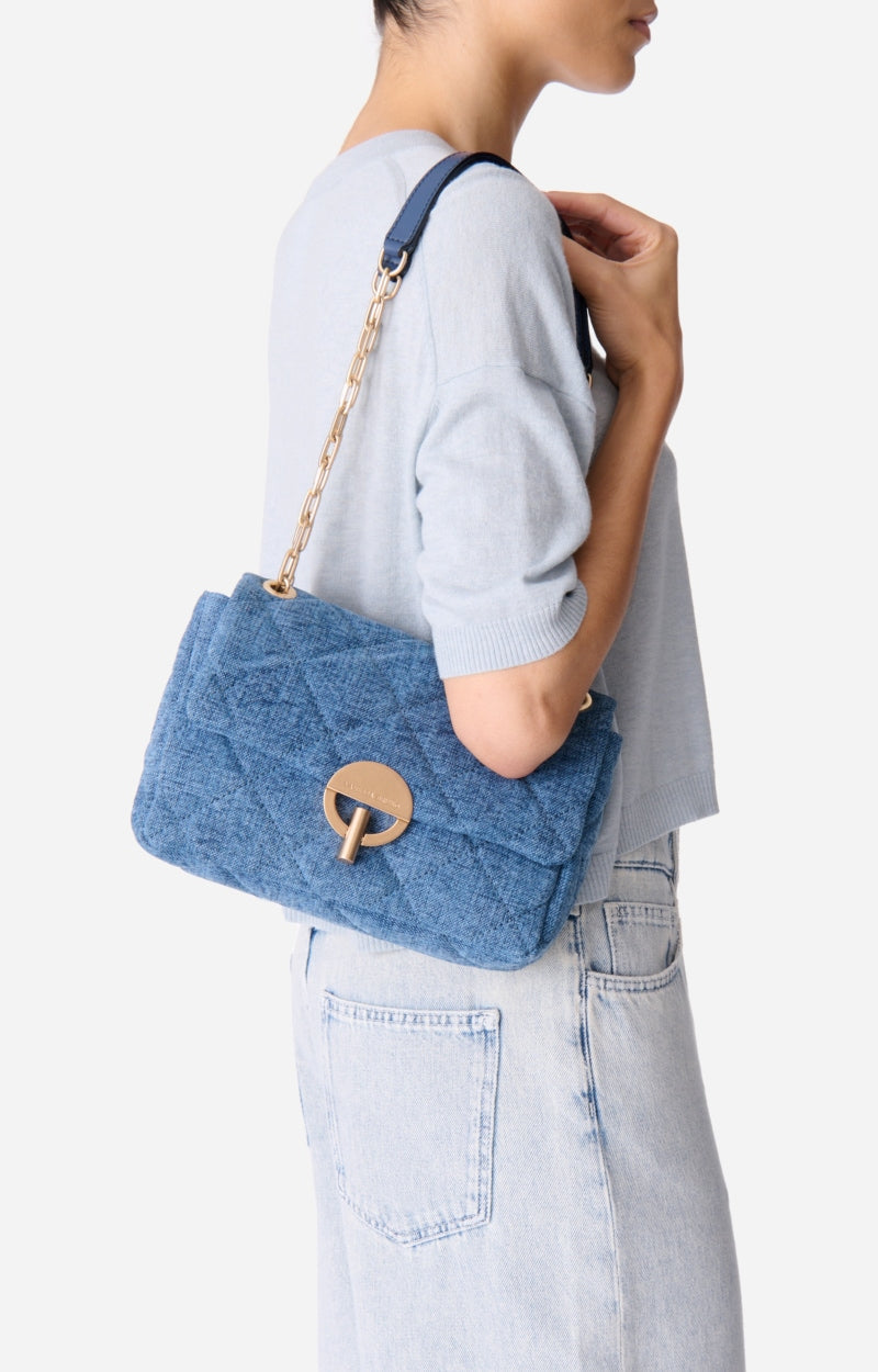 LARGE LINEN INDIGO MOON BAG