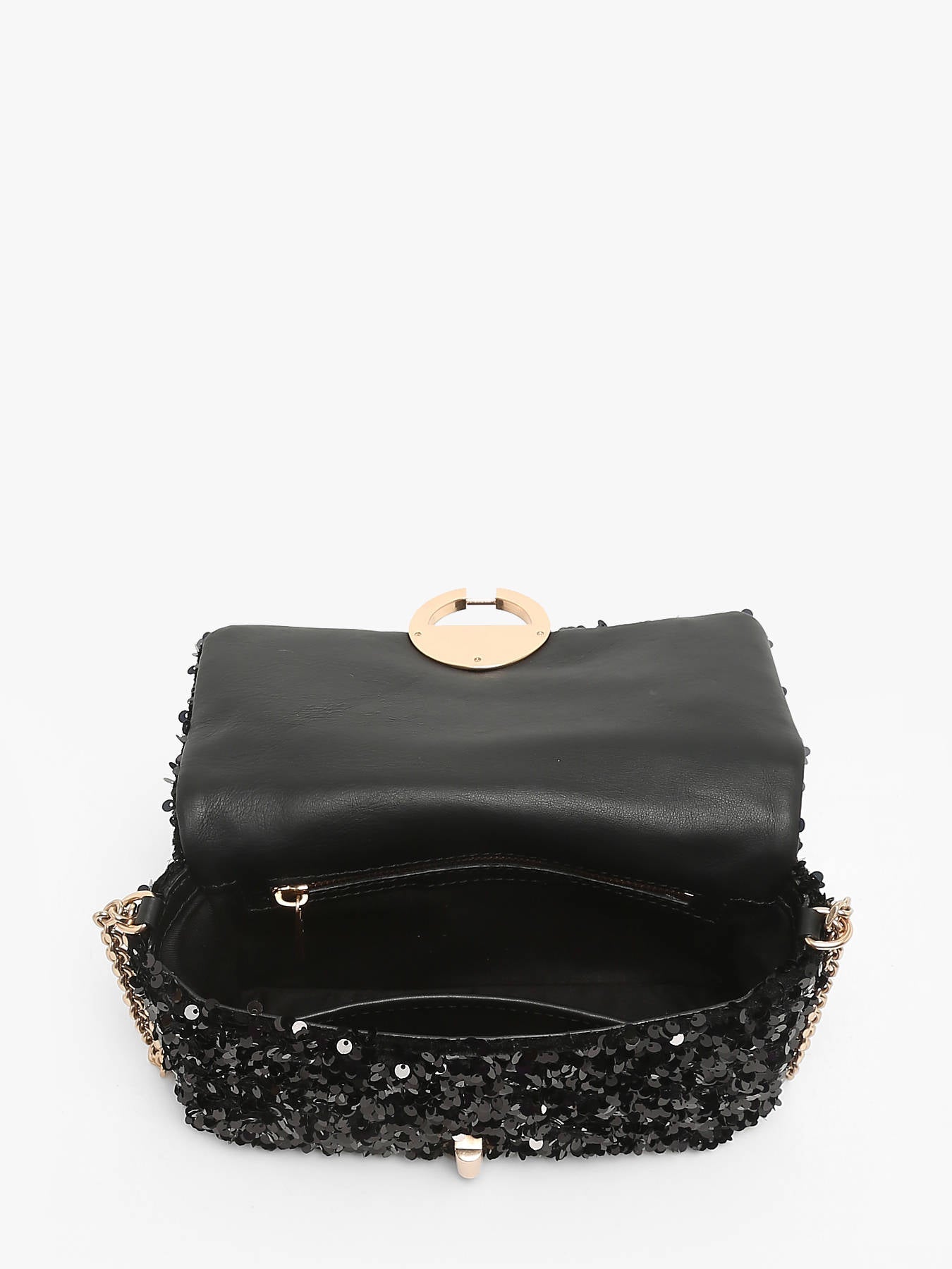 MEDIUM MOON BLACK SEQUINS BAG